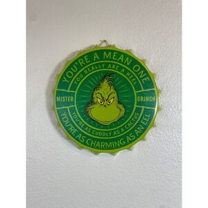 Youre a Mean One Mister Grinch Metal Bottle Cap Wall Decor Xmas Decor The Grinch